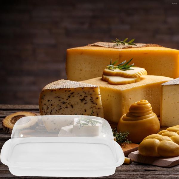 Conjuntos de louça Caixa de corte Suporte para manteiga Recipientes para geladeira Geladeira organizador de pratos Bandejas de armazenamento de plástico