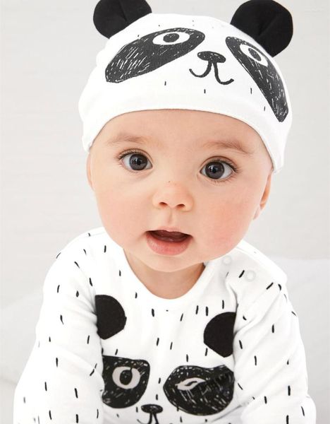 Giyim setleri doğan bebek bebek erkek kızlar 2pcs kıyafetler set karikatür panda toddler sonbahar kıyafetleri uzun kollu cep romper kulaklar şapka takım elbise