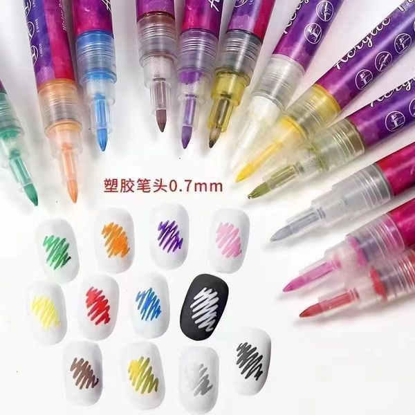 Nagellack 12 Teile/satz Nail art Zeichenstift Graffiti Nagel Acryl Stift Wasserdicht Malerei Liner DIY 3D Abstrakte Linien Nagel Zubehör Werkzeug 230715