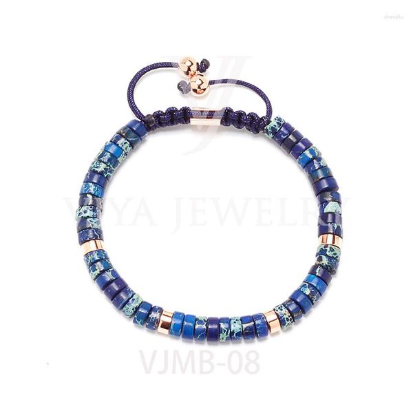 Strand Mode handgemachte natürliche blaue Rad Perlen geflochten verstellbare Armband individuelle Makramee Männer Geschenk