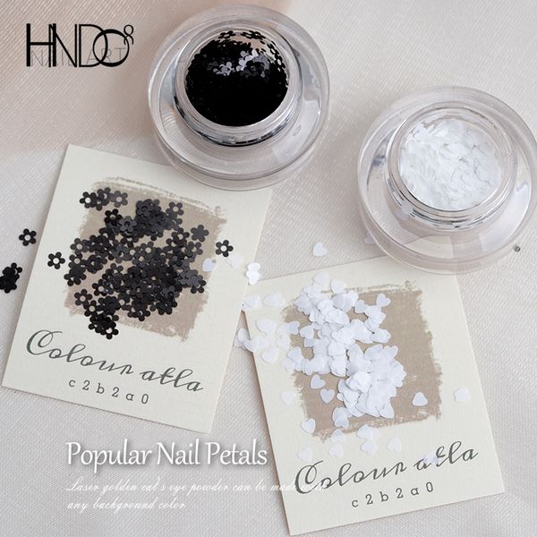 Nail Art Decorations HNDO Black White Petal Heart Supplies for Professionals Manicure Charms Parts Kawaii Accessories 230714