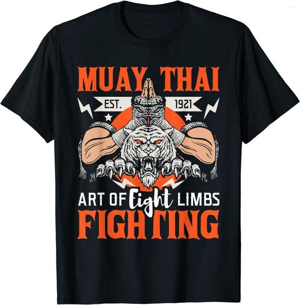 Herren-T-Shirts, cooles Muay-Thai-Design, Premium-Qualität, bedrucktes T-Shirt mit kurzen Ärmeln, tiefem O-Ausschnitt, Hip-Hop-Tops, Harajuku-Herren