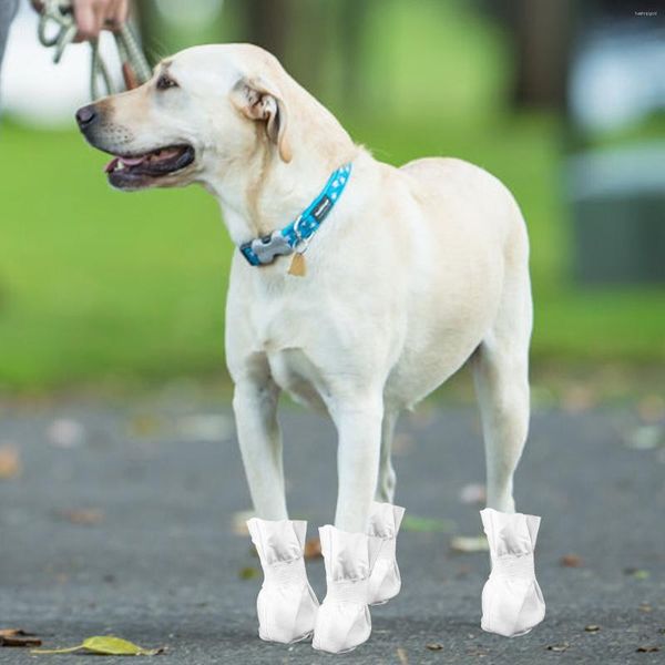 Vestuário para cães 4 peças capas para sapatos de neve protetores descartáveis para cachorros pequenos cães botas de pano