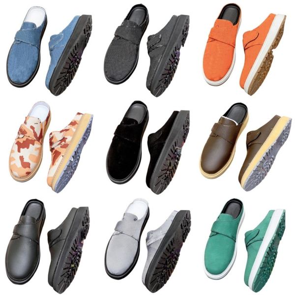 Chinelo em relevo de couro clássico sapatos de grife masculino moda sandálias foscas confortáveis respirável semi-arraste ao ar livre antiderrapante sapatos de praia verão novos sapatos casuais