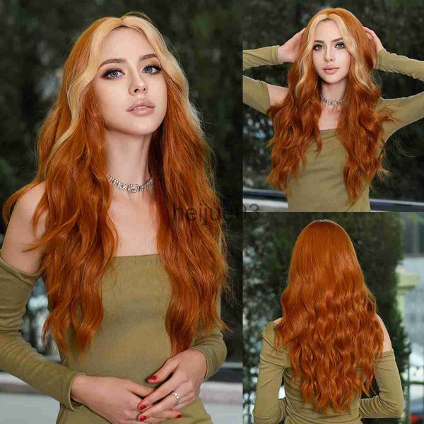Sentetik peruklar namm uzun dalgalı ombre sarışın peruklar kadınlar için cosplay günlük parti sentetik ışık turuncu saç peruk lolita ısıya dayanıklı fiber x0715