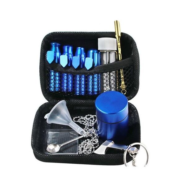 Accessori Tabacco da fiuto Snorter Kit Dispenser da fiuto in alluminio Contenitore nasale in metallo Vaso Contenitore per bottiglie in vetro Cucchiaio 298 Drop D Dhgua