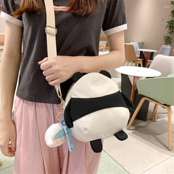 Borse da sera Lolita Harajuku Cute Panda Borsa a tracolla Messenger bianca nera per donne Ragazze Nylon Cartoon