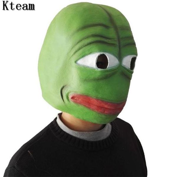 Cartone animato Pepe la maschera in lattice di rana triste Vendita di maschere di carnevale a testa piena realistiche Celebrazioni Party Cosplay210r