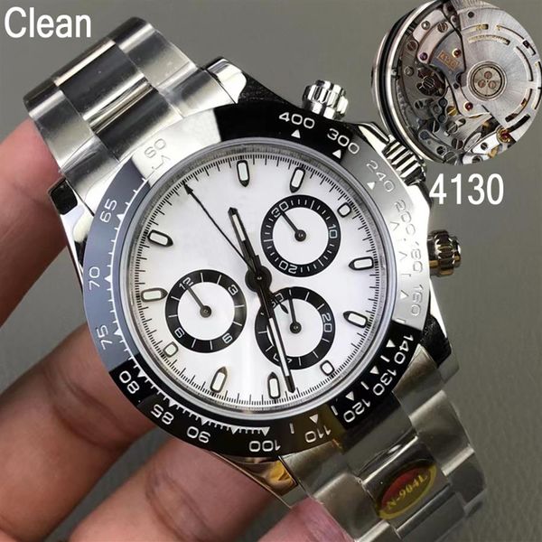 15 Tipos Mostrador branco Relógio de fábrica limpo Homens Luxo Super Qualidade 116500LN Eta 4130 Relógios de movimento automático 40 mm Moldura de cerâmica 92236