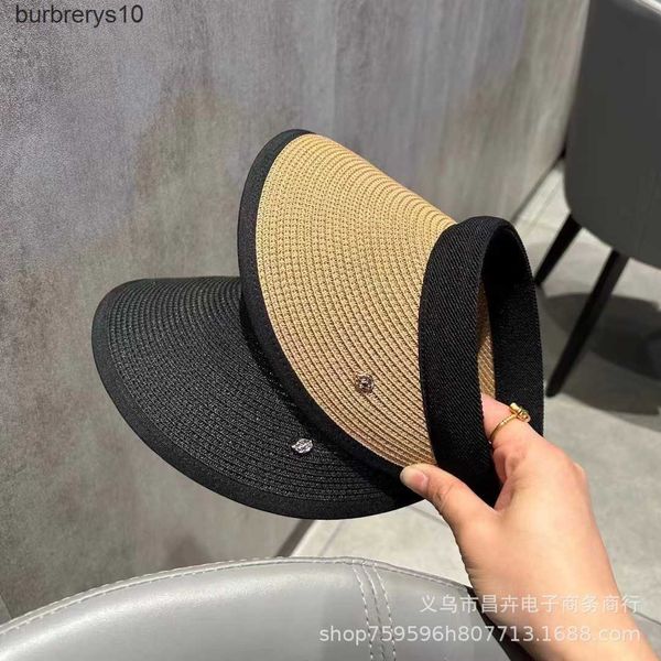 2023 primavera/verano hoja pequeña tapa vacía sombrero de paja sombrilla de verano para mujer protector solar sombrero de paja red rojo viaje playa aro de pelo sombrero de copa vacío