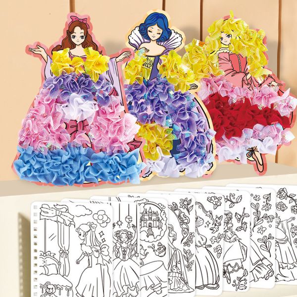 Adesivos de brinquedo para crianças Faça você mesmo Vestido de princesa Vigorous Dressup Adesivo Livro Meninas Roupas Mudar Pasta Desenhos Animados Colorir Presente Para Menina 230714