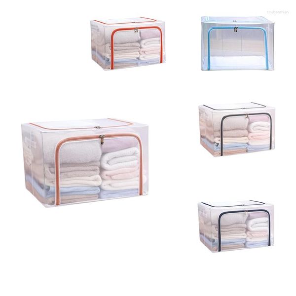 Kleidung Lagerung Tuch Kleidung Stahlrahmen Transparente Box Bettlaken Decke Kissen Schuhregal Container A