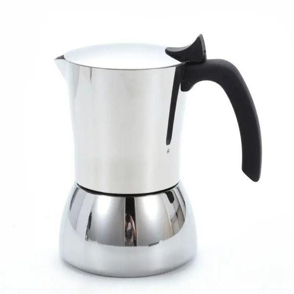 1pc Kaffeekanne Edelstahl Moka Topf Extraktion Schwarz Espressokanne Handwaschtopf Boden verdickte Kaffeemaschine, 200ml/300ml