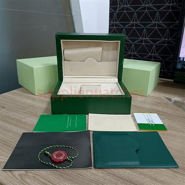 Caixa Rolex Casos acessórios de madeira verde cartão de certificado caixa de relógios masculina adequada para mais de 116610 126613 326235 submari3127