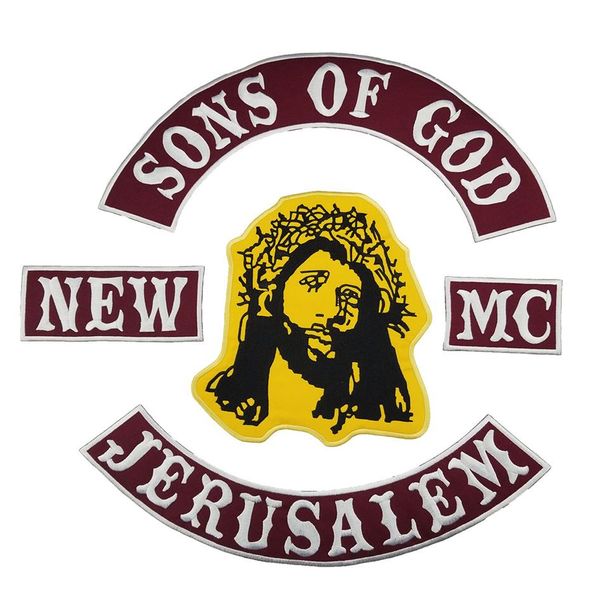 Nuovo arrivo Coolest Son of God New Jerum Motorcycle Club Toppe ricamate Gilet Outlaw Biker MC Colors Patch 250x