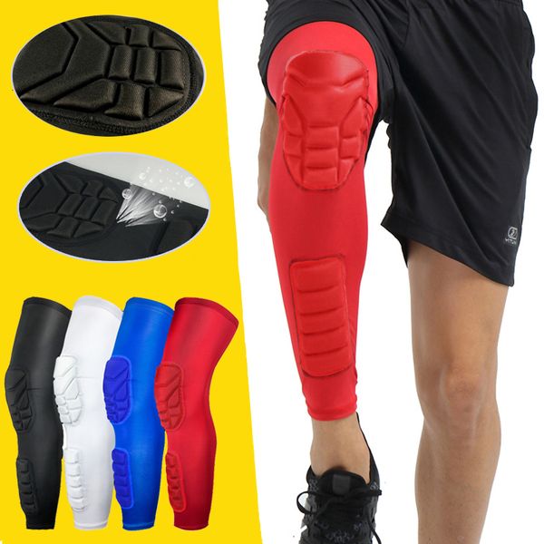 Bolas de compressão MTB joelheiras favo de mel manga de perna de basquete longa homens mulheres crianças esportes proteção panturrilha futebol academia leggings 230715