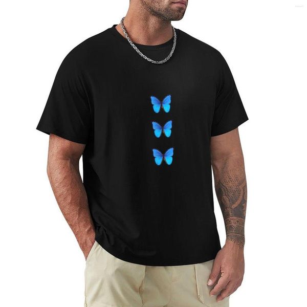 Herren Polos Blue Butterfly T-Shirt Anime Kleidung Shirts Grafik T-Shirts Männer Workout Shirt