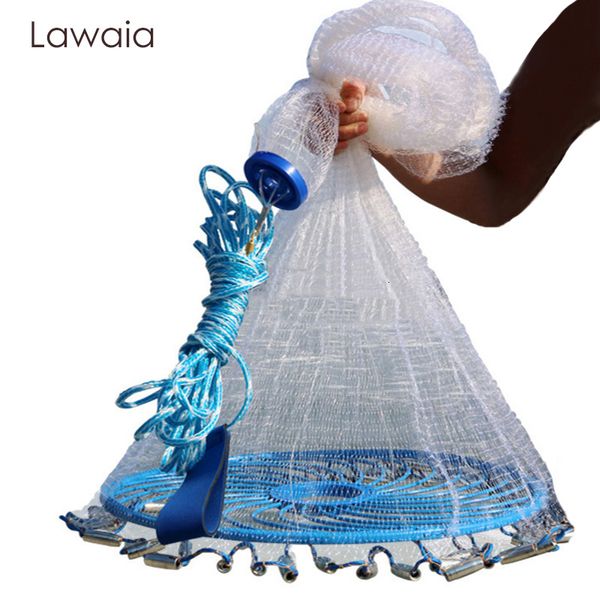 Acessórios de pesca Lawaia Deep Hole Cast Net Ferro Aço Pingentes Rede de pesca Anel Azul Estilo Americano Pequena Rede de Captura de Peixe Fundição Rede 230715