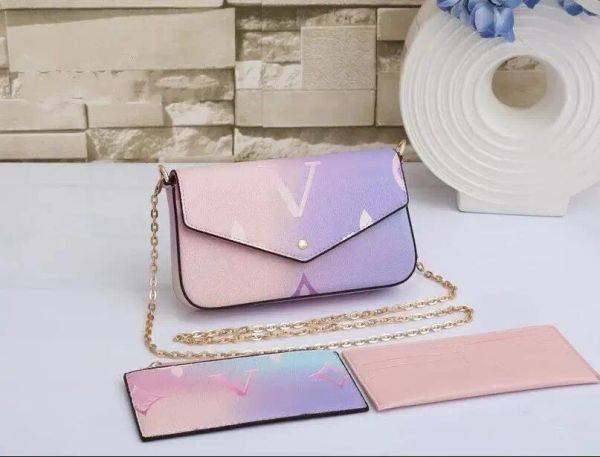 Набор из 3 предметов Sunrise Pastel, сумка-тоут, красочная женская дизайнерская сумка на плечо, кошелек на ходу, ВЕСНА В ГОРОДЕ, КОЛЛЕКЦИЯ, цепочка