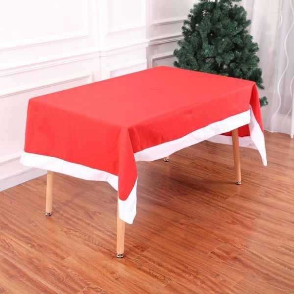 Toalha de Mesa 132 208cm Natal Extra Longa Toalha de Mesa Vermelha Retângulo Não Tecido Capa Decorações de Natal Suprimentos Domésticos Capas Então