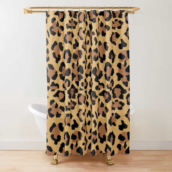Tende da doccia Tenda da doccia con stampa leopardata Tenda da bagno marrone Animale safari selvaggio Potente set da bagno per uomo Set di decorazioni per il bagno Panthera