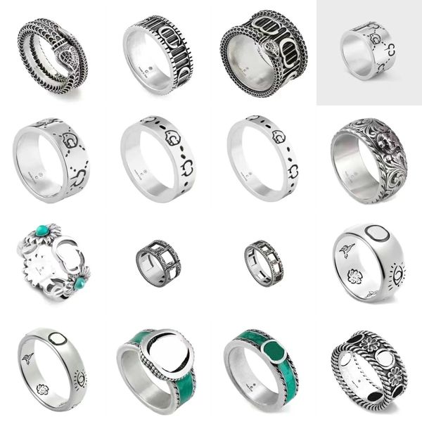 Anéis de prata retrô 925 esterlinas para homem, designer de luxo, anel de banda de caveira, masculino, feminino, casal g, noivado, flor, cobra, anéis, mulheres, jóias
