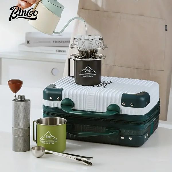 Bincoo Coffee Custodia da viaggio per esterni Custodia portatile di alta bellezza Set da caffè fatto a mano Moka italiana