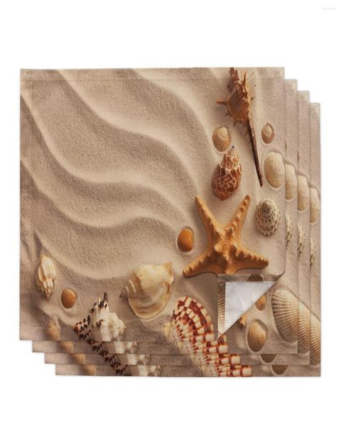 Столовая салфетка Sea Beach Shell Shell Sarfish Satkins Set Set Promkerchief Ужин для свадебной банкетной вечеринки украшения