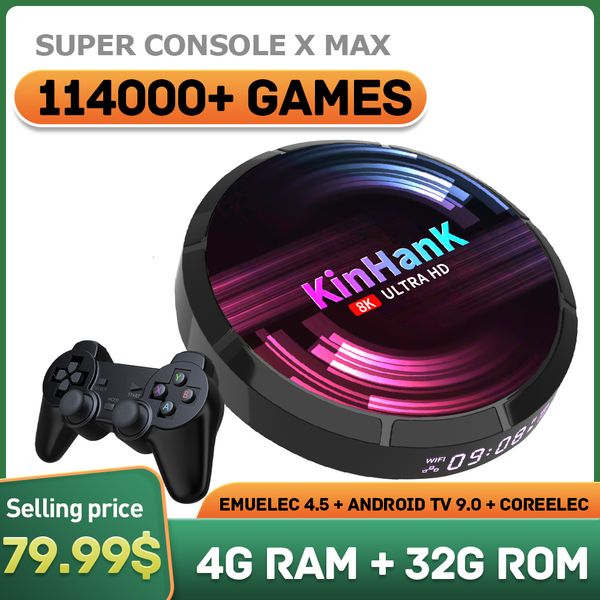 Controladores de jogo Joysticks Super console X Max Plug and Play Android TV Retro Game Console com 114000 jogos Mini caixa de jogo de emulação para SSPSPN64PS1DC 230714