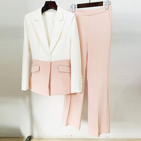 Pantaloni a due pezzi da donna Elegante abito da giacca da passerella per designer di moda Completo da giacca da lavoro formale da lavoro formale da donna da ufficio 2 abiti