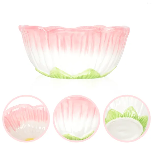 Set di posate Insalata di frutta Ciotola a forma di fiore Ceramica dipinta a mano Cartone animato Decorativo multifunzione Tortiera a forma di cuore