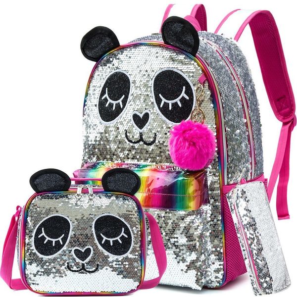 Rucksäcke BIKAB Kinder-Schulrucksack, Jugend-Mädchen-Rucksack, weiblicher Panda-Cartoon-Pailletten-Rucksack, Mädchen-Schulrucksack 230714