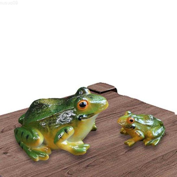 Decorazioni da giardino Frog Garden Decor 2pcs Yard Frog Statue Resina per esterni Rana Figurine per interni Decorazione per esterni Scultura Giardinaggio Regalo L230715