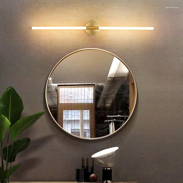 Wandleuchten FANPINFANDO Gold Moderne LED Badezimmerspiegelleuchte Schlafzimmer Schminktischlampe Flurbeleuchtung 360 Grad