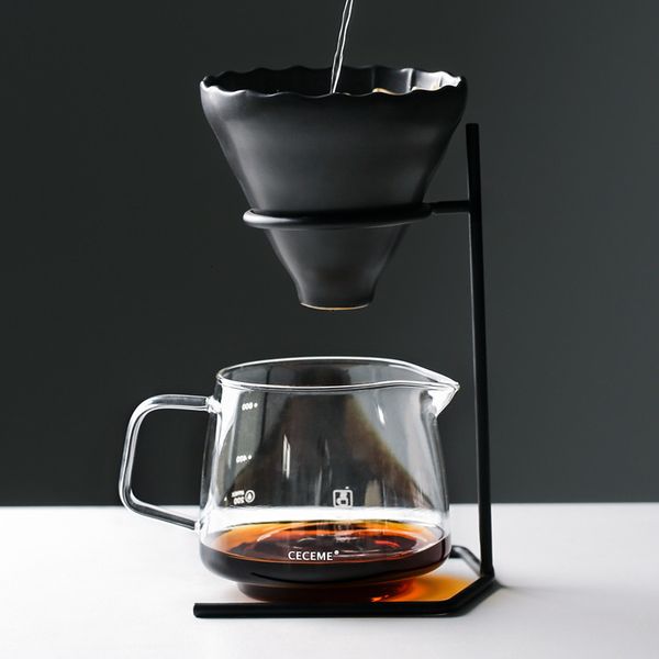 Kaffeefilter Keramik-Handbraufilter-Set mit V60-Halter, kreativer Sharing-Topf, Haushalts-Pour-Over-Kessel, Tropfer, Standbecher 230715