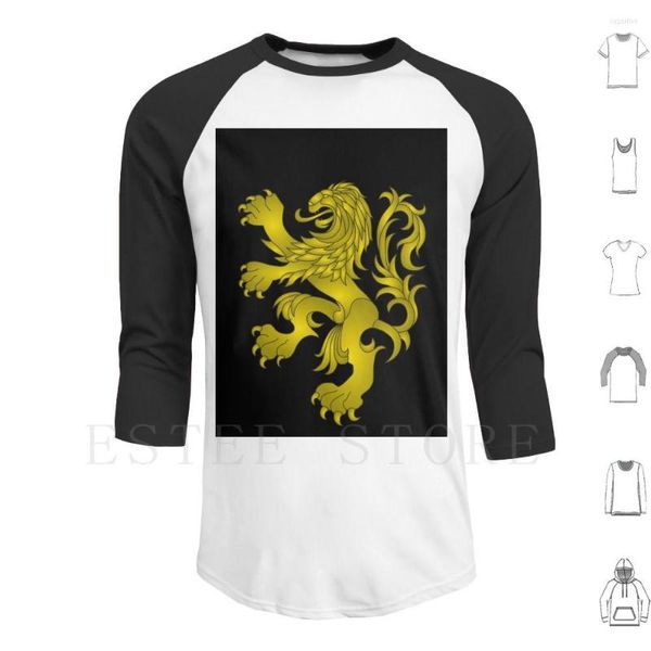 Moletons masculinos Dutch Lion (dourado amarelo/preto com contorno) manga comprida Holland Netherlands Animal