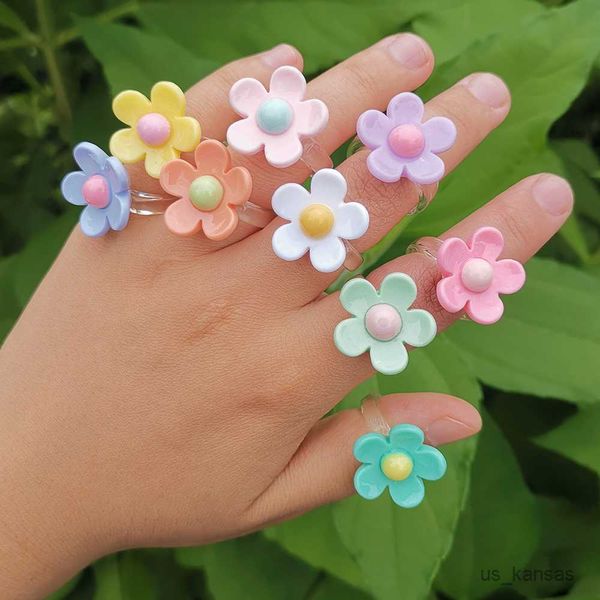 Anelli a fascia Lost Lady Cute Flower Rings per le donne Estetica fai da te Anelli a barretta trasparenti Ragazze Gioielli di moda all'ingrosso R230715