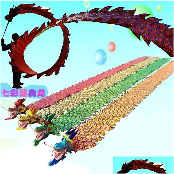 Outros suprimentos para festas festivas Celebração chinesa Dragon Ribbon Dance Props Colorf Square Fitness Products Brinquedos engraçados para crianças Dhrpv