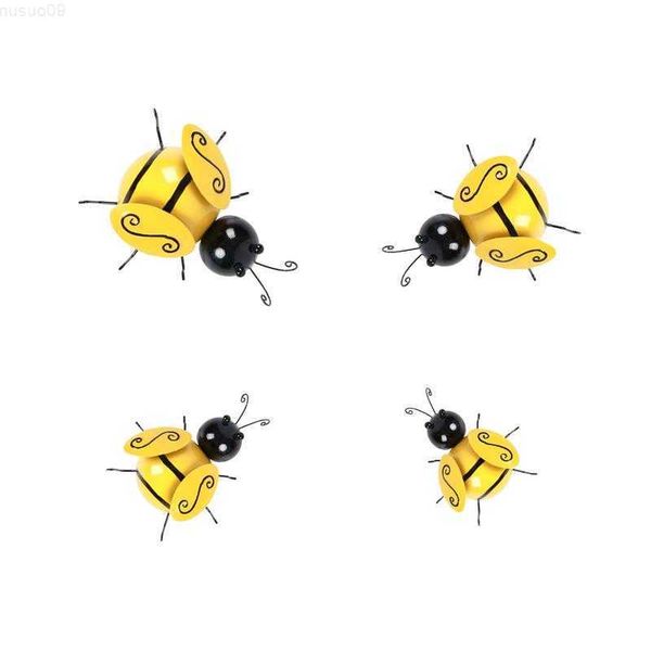 Decorações de jardim Bumble Bee Wall Decor 4 Pcs Bumble Bees Escultura Decorativa Arte de Metal de Parede Para Sala de Estar Quarto Banheiro Fazenda Jardim L230714