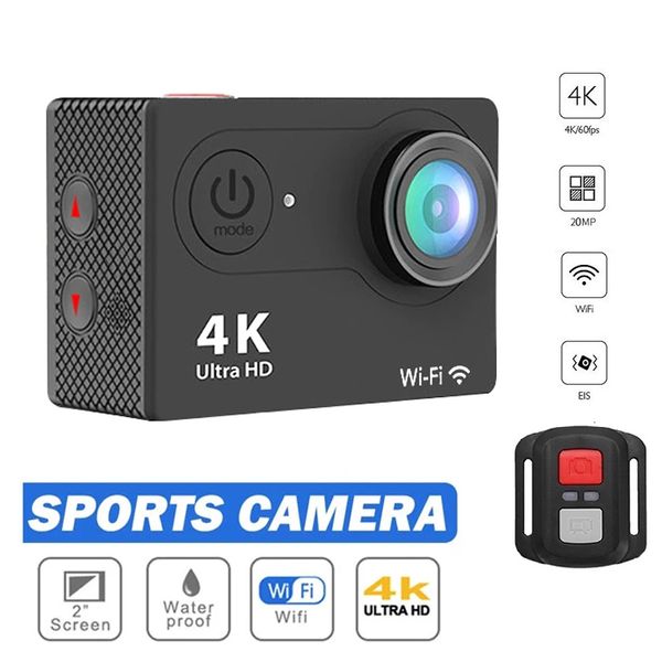 Videocamere per azioni sportive 4K Ultra HD Action Camera 1080P30FPS Schermo da 2,0 pollici WiFi Telecomando Mini videocamera Casco DV impermeabile Go Sport Camera Pro 230714