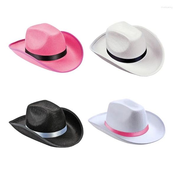 Boinas Femininas Chapéu de Cowboy Ocidental Com Fita Suprimentos Decorativos Multiuso Para Adultos Decoração Presente Y1UA