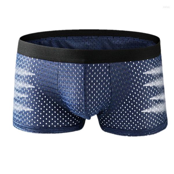 Cuecas masculinas cuecas boxers shorts homme respirável gelo malha de seda calcinha homem sólido u convexo bolsa masculina cueca calzoncillo