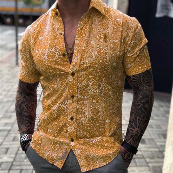 Camicie casual da uomo Moda Camicia da spiaggia con stampa digitale 3D Uomo Bottone con risvolto Camicie larghe casual 2023 Camicie haiian estive Abbigliamento streetwear per uomo L230715