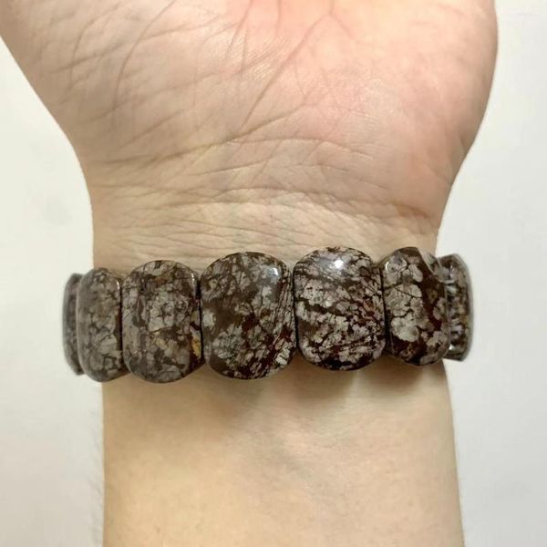 Strand Red Snowflake Obsidian Stone Beads Bracelet Natural Gemstone Jóias Pulseira Para Mulheres Homens Presente Atacado