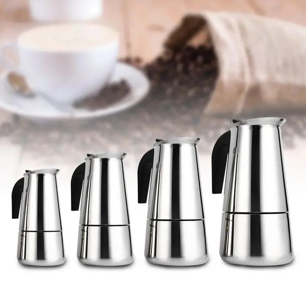 Caffettiera in acciaio inossidabile 1pc, Moka Espresso Latte Caffettiera Fornello Caffettiera Pot Percolatore Drink Tool