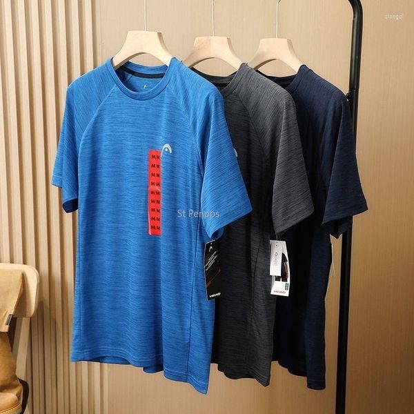 Camisetas masculinas T-shirt esportiva única com mangas curtas de secagem rápida para respirabilidade e absorção de suor no verão