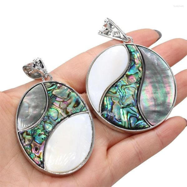 Anhänger Halsketten Natürliche Muschel Abalone Weiß Rund Oval Für SchmuckherstellungDIY Halskette Ohrring Zubehör Charm Geschenk Party40x60mm52x52mm