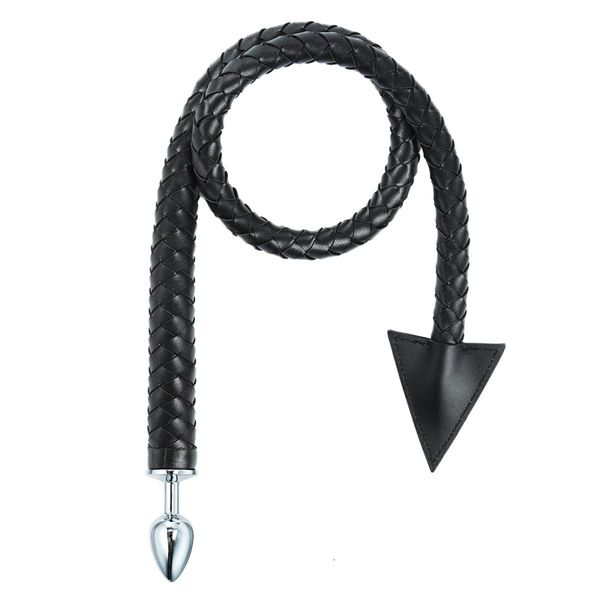 Adult Toys Metal Anal Plug Tail Black Leather Bdsm Whip Butt Gay Toy Butt for Women Sex For Couple Games 23071_voghion.com