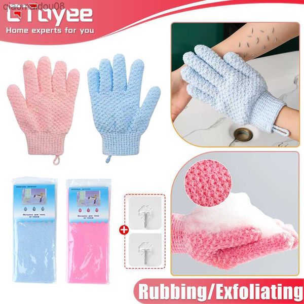 1-4pcs peeling eldivenler naylon vücut yıkayıcı zengin köpüklü eldiven duş ovma eldivenleri yıkama cilt masaj spa banyo aksesuar seti l230704