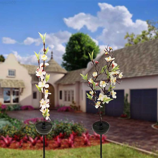Decorações de jardim Recém-solar Luzes de estaca de jardim IP65 Simulação Ramo de flores ornamento decorativo ao ar livre para jardim gramado Pátio 70 cm de altura L230715